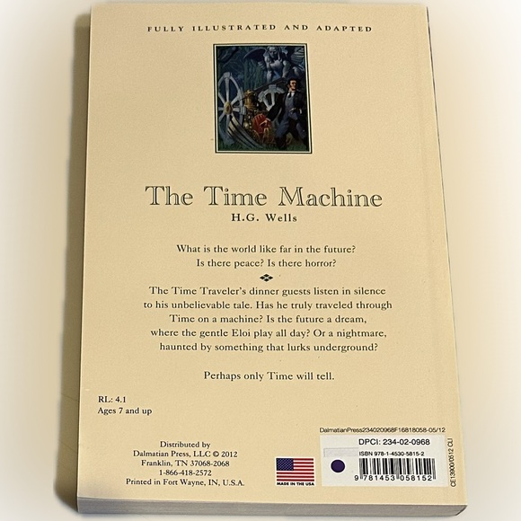 2012 THE TIME MACHINE H G WELLS JR CLASSICS FOR YOUNG READERS PAPERBACK BOOK - Picture 2 of 9